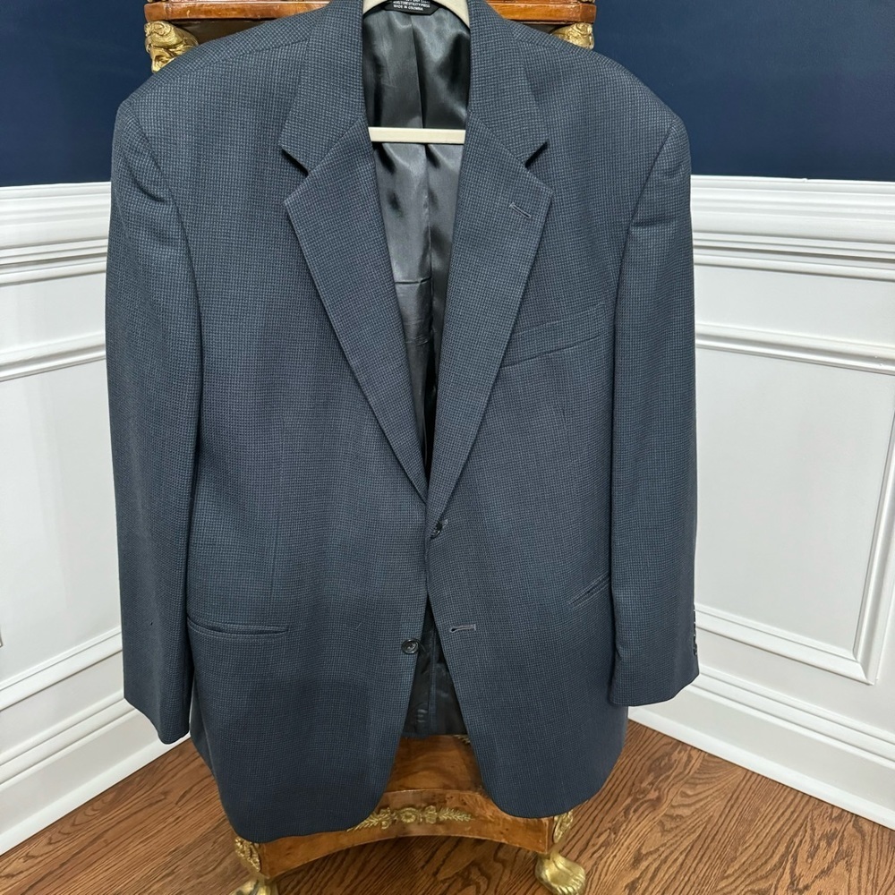 Vtg Evan Picone Lord & Taylor Mens Blazer 44R Gray Barleycorn Tweed 2 Button